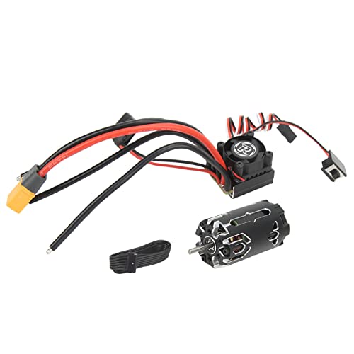 Changor 380 Sensored Brushless Motor Combo with TS80A ESC Efficient Output for 1/12 1/14 RC Cars Black Aluminum
