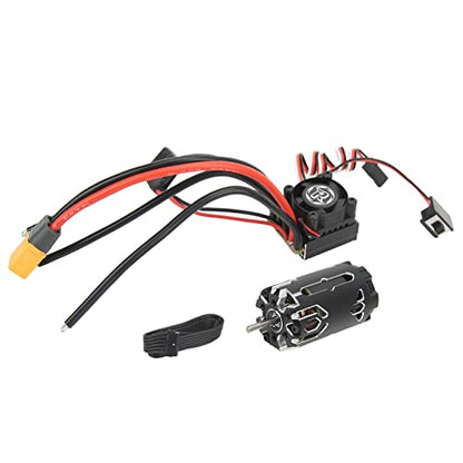 Changor 380 Sensored Brushless Motor Combo with TS80A ESC Efficient Output for 1/12 1/14 RC Cars Black Aluminum