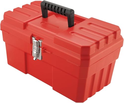 Akro-Mils 14-Inch Plastic Toolbox with Removable Tray, Steel Latch & Padlock Eye, Industrial-Grade Tool Box for Tools, Crafts, First Aid & Hobby Supplies, 14" x 8" x 8", Made in USA, Red (09514) - color: Red, size: 1-Pack