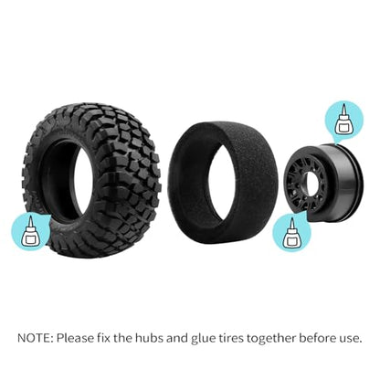1/10 Short Course Truck Wheels & Tires for RC Slash, 12/14/17mm Hex | 12mm 14mm 17mm Interchangeable Hex Tires for 1/10 RC Truck Slash Senton Upgrades Parts