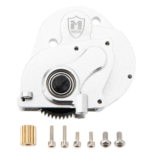 MEUS Racing SCX24 Transmission Aluminum Complete Gearbox for 1/24 Axial SCX24 RC Crawler (Brushless, Silver)