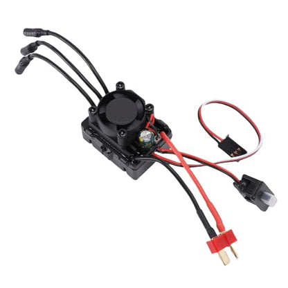 Brushless ESC, Rainproof 35A Continuous Current Sensorless Motor ESC, Electronic Speed Controller with Cooling Fan for 1/16 1/14 Scale RC Cars