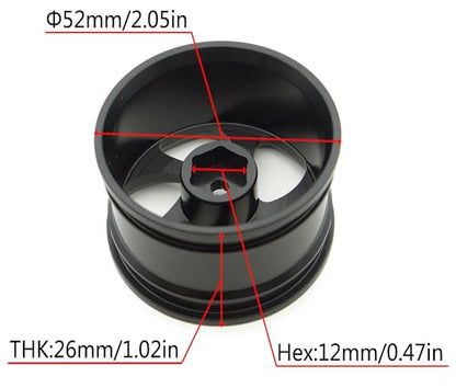 1/10 RC Drift Tires And Aluminum Wheels Rims Rally Racing Tyres 12mm Hex for 1:10 Scale On Road Touring Street Car Tamiya Traxxas HPI KYOSHO XV02 XV01 TT01 TT02 PTG2 A959 4PCS (Silver & Black)