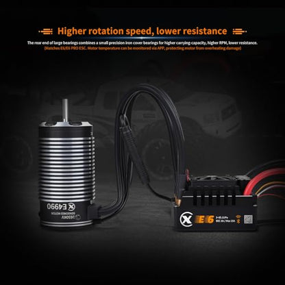 XC E4990 Sensored Brushless Motor for RC Car,3-8S Lipo 1650KV,IP67 Water Proof,Applicable to:1/6 1/7 On-Road,Short Course Monster