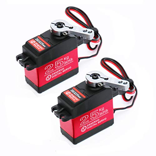25KG Servo Motor High Torque Metal Gear for 1/6 1/8 1/10 1/12 RC Car | 2Pack, Waterpoof, 25T Servo Horn 270 Degree, Standard Size, Quiet, Great digital Servo for RC Robot Boat