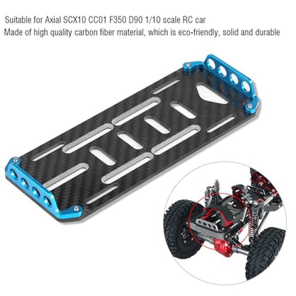 RC Battery Mount Plate, Aluminium Alloy Carbon Fiber Battery Protective Plate 15.5x6.2x1.5cm/6.10x2.44x0.59in Mounting Board for 1/10 Scale RC Car (Blue) - color: Blue