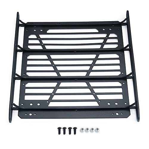RCLIONS Stainless Steel RC Roof Rack with LED Light Bar for Axial SCX10-III AXI03007 1/10th RC Crawler Truck Car