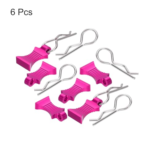 MECCANIXITY 6pcs RC Body Clips with Pull Tabs for 1/8 1/10 Scale Model Truck RC Car Crawler Truck Shell Replacement Parts(Pink)