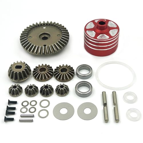 Metal Differential Case & Bevel Gear Set (39T), CNC Aluminum Housing, Steel Gears, 1/10 RC Upgrade Part