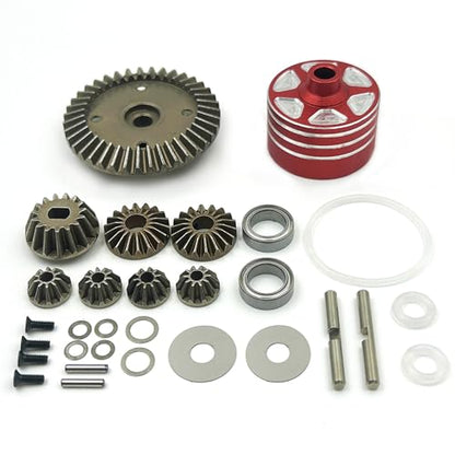 Metal Differential Case & Bevel Gear Set (39T), CNC Aluminum Housing, Steel Gears, 1/10 RC Upgrade Part