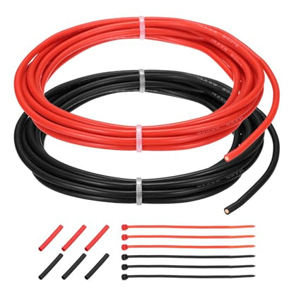 MECCANIXITY 14 Gauge Silicone Electrical Wire Cable, 14 AWG 10ft Black and 10ft Red Electrical Wires High Temp 600V 200C Flexible Stranded Tinned Copper Wires Automotive Cable with Accessories - size: 14 Gauge 3m/10ft