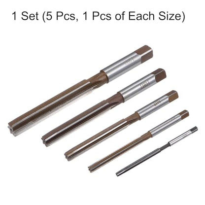 uxcell 5pcs Hand Reamers Set 4mm 6mm 8mm 10mm 12mm H7 Metric Alloy Steel Reamer Bit Straight Flutes Steel Cutting Tool for Metal Wood Hole Reaming