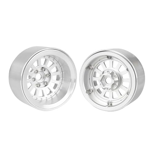 Aluminum 2.2" Beadlock Wheel Offset -10mm Metal Rims for SCX10 RR10 TRX4 VS4-10 Gen8 1/10 RC Crawler Car Upgrade Parts (12-Spoke, Silver) - color: 12-spoke, Silver