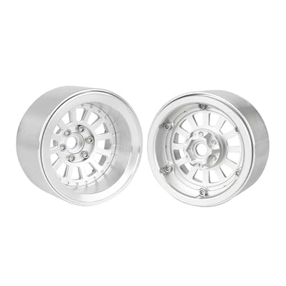Aluminum 2.2" Beadlock Wheel Offset -10mm Metal Rims for SCX10 RR10 TRX4 VS4-10 Gen8 1/10 RC Crawler Car Upgrade Parts (12-Spoke, Silver) - color: 12-spoke, Silver