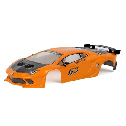 HSP RC Body Shell for HSP Redcat Exceed 1/10 Scale 4wd On Road Racing Drift RC Car with Stickers and Rear Wing Orange