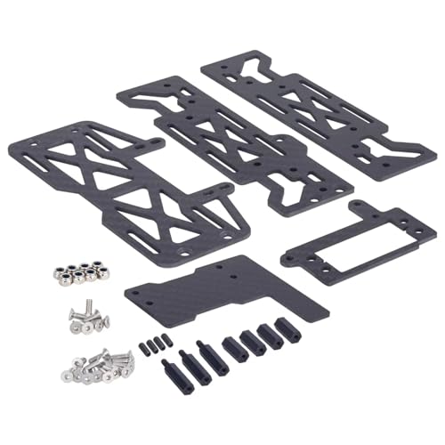 RC Car Parts Compatible with Vanquish for Phoenix Ultra Pro Fordyce 1/10 RC Crawler Parts Light Carbon Fiber Pattern Battery Tray Servo Mount ESC Kit