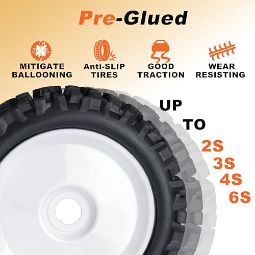 17mm Hex RC Wheels and Tires 1/8 Scale RC Buggy Truggy Tires Wheels for Arrma Typhon 6S 3S Losi 8IGHT X/E 2.0 XT/XTE Tires and Wheels Preglue 4PCS - color: White