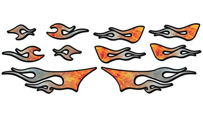 RC car Truck - Tribal Flames - 10pc Body Decal kit - Universal for Arrma Losi HPI Axial Traxxas Redcat Tekno 1/10 1/8 Scale Rock Crawler Stickers (Torched Steel) - color: Torched Steel