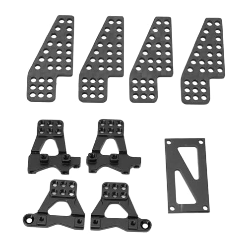 JTLB RC Shock Damper Bracket RC Damper Mount Stand Shock Mount Suspension Bracket Aluminum Alloy Carbon Fiber Upgrade with Metal Mounts for 1/18 Crawler (Black)