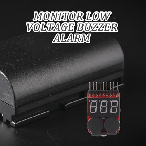 1-8s Lithium Battery Voltage Tester with Low Voltage Buzzer Alarm, Lipo Battery Monitor and Digital Capacity Check Tool for Rc Hobby and Drone Users