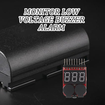 1-8s Lithium Battery Voltage Tester with Low Voltage Buzzer Alarm, Lipo Battery Monitor and Digital Capacity Check Tool for Rc Hobby and Drone Users