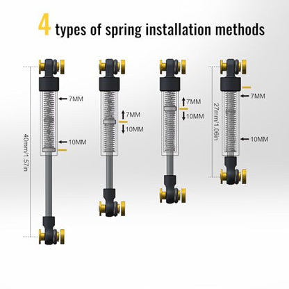40mm Shock Adjustable Inner Spring Shocks for SCX24 AX24, Black Gold | Ultra-thin CNC Aluminum Micro Dampers, Multi Mode Adjustment, Low Friction Damping Shaft - color: Black Gold