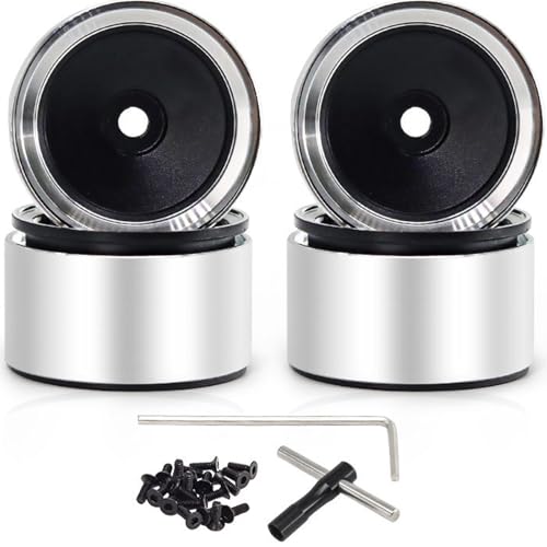 1.0 Beadlock Wheel CNC Aluminum Alloy Wheel Rims - Premium Upgrade for 1/24 Axial SCX24 & TRX4M RC Crawlers (Requires Extended Hubs for TRX4M)(White)