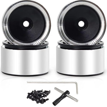 1.0 Beadlock Wheel CNC Aluminum Alloy Wheel Rims - Premium Upgrade for 1/24 Axial SCX24 & TRX4M RC Crawlers (Requires Extended Hubs for TRX4M)(White)
