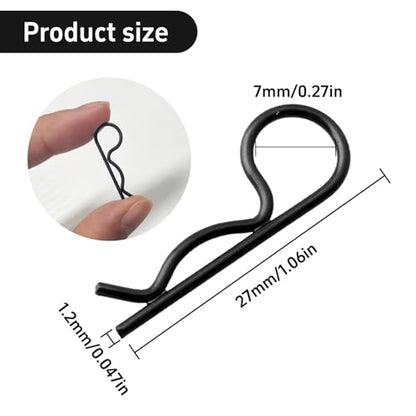 100PCS Universal RC Body Clips Pins for All 1/10 1/12 Scale Traxxas Redcat Axial SCX10 Losi HPI Himoto HSP Exceed RC Car Parts Truck Buggy Shell Replacement (Black) - color: Black