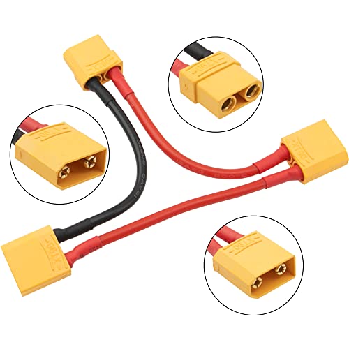 2Pcs HIRCQOO RC Car Serial Series Cable Adapter Compatible with XT90 Large Tamiya Traxxas EC5 XT60 EC3 T Plug for RC Truck Boat Lipo Battery ESC (XT90 Plug) - style: XT90 Plug