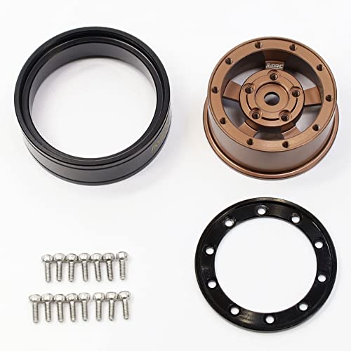 MRC 1.0 Beadlock Wheel 4PCs CNC Aluminum Wheels Rims Upgrade for 1/24 RC Crawler Car Axial SCX24 C10 Jeep Betty (Bronze-Black) - color: Bronze-Black