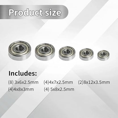 22-Pack Steel Sealed Bearing Kit - Compatible with TRX4M 1/18 RC Crawler, Full Upgrade Set to Replace Plastic Bushings for Smoother Drive & Steering
