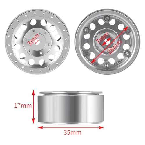 MORLORDY 4Pcs 1.3 Beadlock Wheel Rims for SCX24 TRX4M Ascent-18 1/18 1/24 RC Crawler Car Upgrade Part