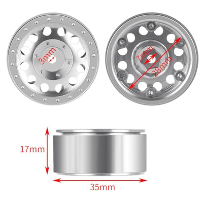 MORLORDY 4Pcs 1.3 Beadlock Wheel Rims for SCX24 TRX4M Ascent-18 1/18 1/24 RC Crawler Car Upgrade Part