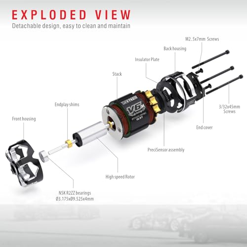 Surpass Hobby Rocket 540 V6M Sensored Brushless Motor, Light-Weight Heat-Resistant Brushless Motor for 1/10 Scale RC Racing Car (Shaft 3.175mm, 13.5T KV) - size: 13.5T KV, style: 540-V6M Motor