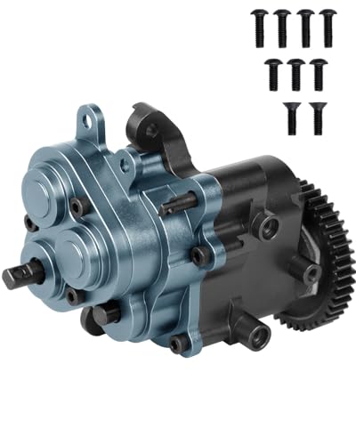 Aluminum Transmission Gearbox with Metal Internal Gears and Bearings Upgrades Part for 1/10 TRX4 TRX6 RC Crawler Car,2 Speed Transmission Gearbox,Titanium/Black - color: Titanium & Black - (Gearboxs)