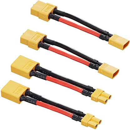 4pack XT60 to XT30 Adapter 50mm14AWG xt30 to xt60 Adapter | XT60 Male to XT30 Female Adapter Male XT30 to Female XT60 Adapter for Lithium Battery Micro FPV Drone FPV - size: XT60-XT30