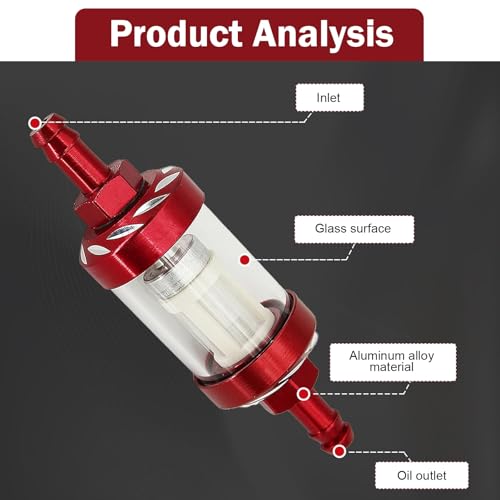 Automotive Fuel Filter, Inline Gas Filters, Detachable Transparent Metal Glass Visible Oil Level Fuel Filters, Universal Filter Oil Cup Universal for Motorcycles ATVs