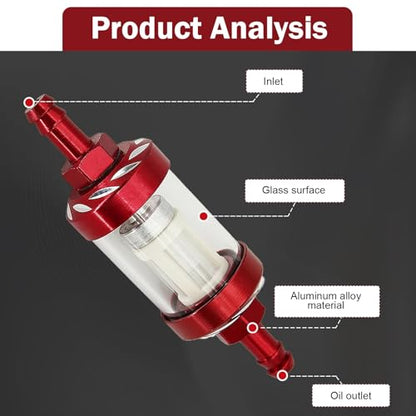 Automotive Fuel Filter, Inline Gas Filters, Detachable Transparent Metal Glass Visible Oil Level Fuel Filters, Universal Filter Oil Cup Universal for Motorcycles ATVs