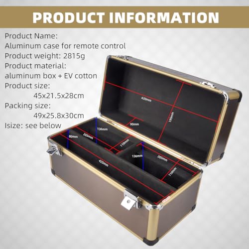 Dual Control Aluminum Box Portable Case 45x28x21.5cm for RC Model