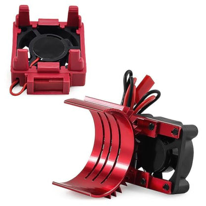 Aluminum Heatsink Plastic RC Motor ESC Cooling Fan Set 6-8.4V High RPM for TRAXXAS VXL-3S Slash/Rally/Bandit/Stampede 2WD 4WD RC Car (Red) - color: Red