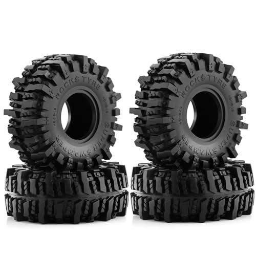 1.9 Crawler Tires 118mm 1/10 RC Rubber Mud Slingers Grappler Wheels Tyres For 1:10 Scale Rock Crawler Car Traxxas TRX4 RC4WD D90 Axial SCX10 II TF2 Gen8 Tamiya CC01 1.9" Beadlock Rims 4PCS