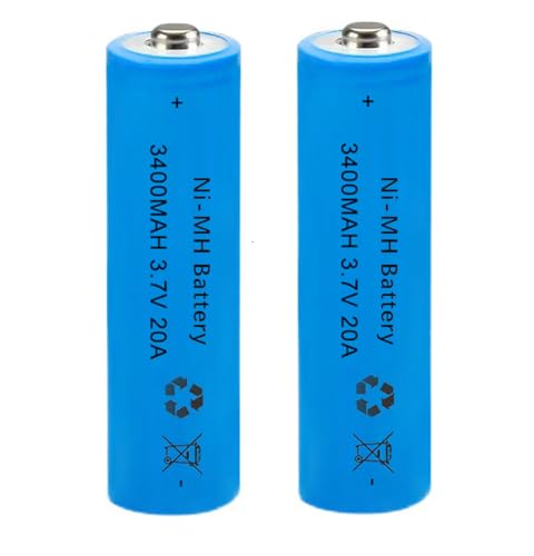 2Pack 3400 mAh Battery Ni-MH Rechargeable, Button Top NiMH Batteries, High Capacity Battery for LED Flashlight, Headlamp,Camera, RC Car, Mini Fans, etc