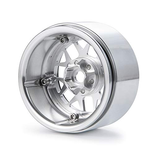 2.2inch Beadlock Wheels Rims 35mm for 1/10th Scale RC Crawler Model Car Wraith 90018 -Pack of 4 (Black+silver) - color: Black+silver