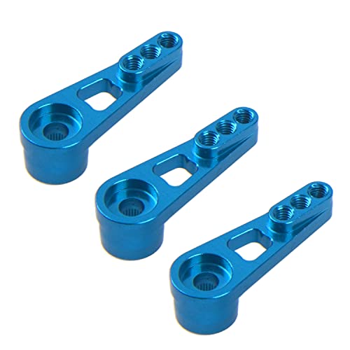 3Pack ShareGoo 25T Servo Horn Steering Arm Compatible with Futaba Savox HSP Power HD Servos Motor Compatible with Wltoys A949 A959-B A969 A979 K929 1/18 RC Car (Blue) - color: Blue