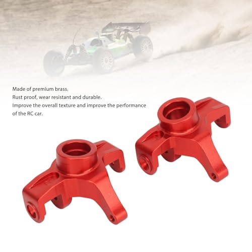 1 Pair RC Front Steering Cup, Aluminum Alloy RC Steering Knuckles for MJX 1/14 14210 1/16 16208, Upgraded Remote Control Car Parts(Red) - color: Red