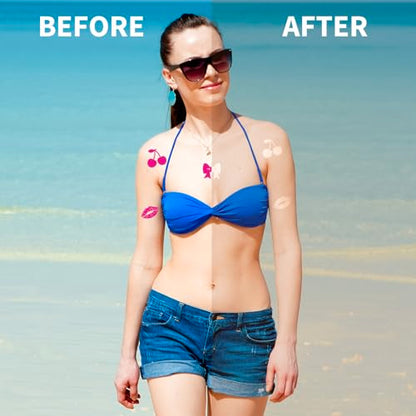Whaline 500Pcs Tanning Sunbathing Stickers Hot Pink Trendy Y2k 2000s Summer Beach Self Adhesive Body Decals for Hawaiian Tropical Luau Salon Party Supplies