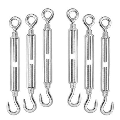 6PCS M12 Hook and Eye Turnbuckles for Cables Wire Rope Tension | Made of 304 Stainless Steel, Corrosion Resistant & Easy to Use,822lbs Rated,Industrial Shade Sail Rigging - size: 6PCS-M12-OC