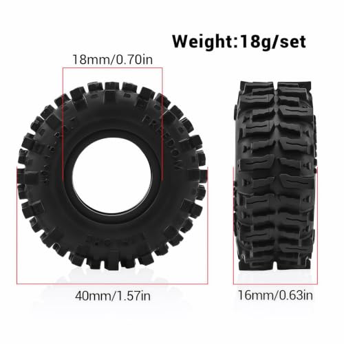 0.7" Swamp Claw Tires 40x16mm for 1/30 Axial SCX30 1/32 Redcat Ascent-32 RC Crawler – Super Soft Sticky Rubber, Easy Mount, Foam Insert (4pcs) - color: Black a