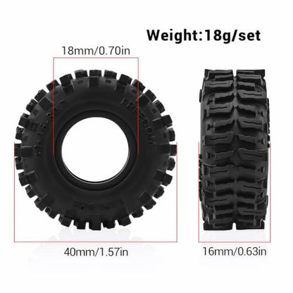 0.7" Swamp Claw Tires 40x16mm for 1/30 Axial SCX30 1/32 Redcat Ascent-32 RC Crawler – Super Soft Sticky Rubber, Easy Mount, Foam Insert (4pcs) - color: Black a